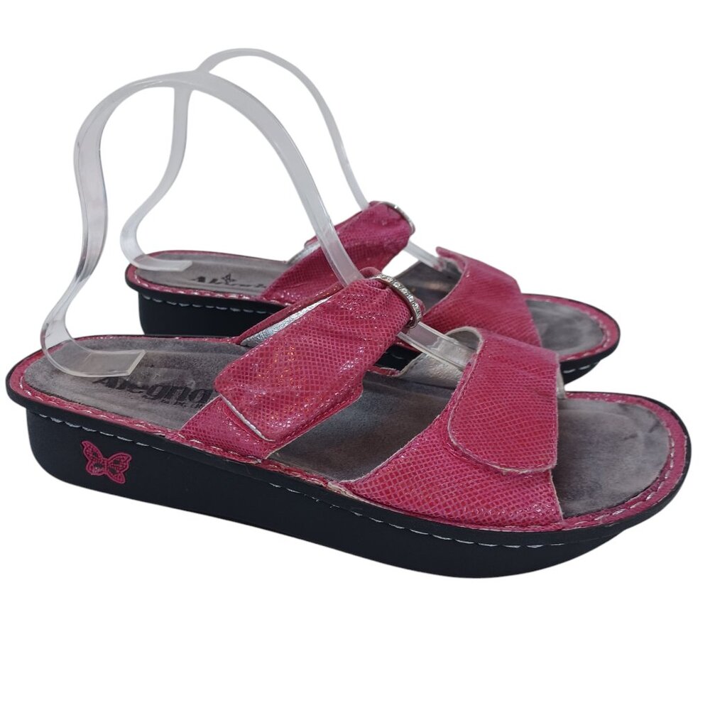 Alegria Sandals Karmen Fuchsia Snake Rhinestone Slip On Womens 41 or US‎ 11